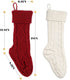 HOMEBROS Christmas Stockings, 4 Packs Large Christmas Stockings 18 Inches Classic Cable Knitted Christmas Stockings Ivory White and Burgundy for Family Xmas Holiday Party Decoration