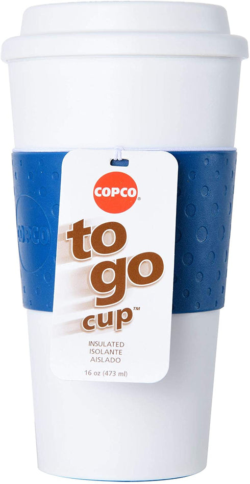 Copco 2510-9966 Acadia Double Wall Insulated Travel Mug with Non-Slip Sleeve, 16-Ounce, Blue