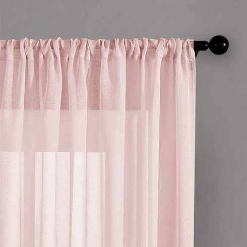 MRTREES Sheer Curtains Girls Room Pink 84 inches Long Sheers Nursery Transparent Voile Curtain Panel Bedroom Rod Pocket Window Treatment Set 2 Panels Living Room Sliding Glass Door