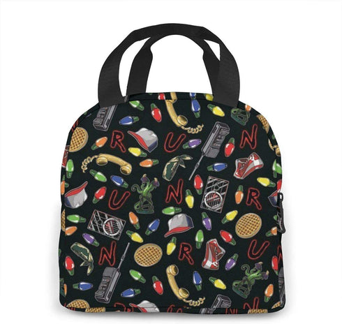 MSGUIDE Stranger Things Black Insulated Lunch Bag Leakproof Cooler Lunch Box for Men Women Adult - Reusable Thermal Tote Bag for Office Work School Picnic Beach