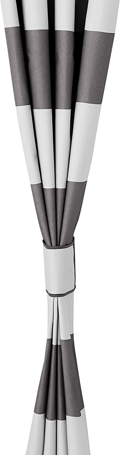 Amazon Basics Room-Darkening Blackout Curtain Set with Grommets - 52 x 84-Inch, Dark Gray/Light Gray Stripe, 2 Panels