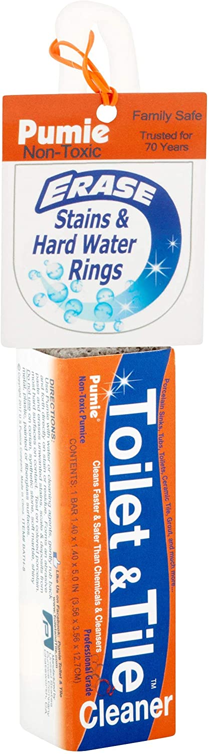 Pumie Toilet Bowl Ring Remover, TBR6, Pumice Stone with Handle, Removes Unsightly Toilet Rings and Stains from Toilets; Sinks; Tubs; Showers, Safe for Porcelain, Pack of 2