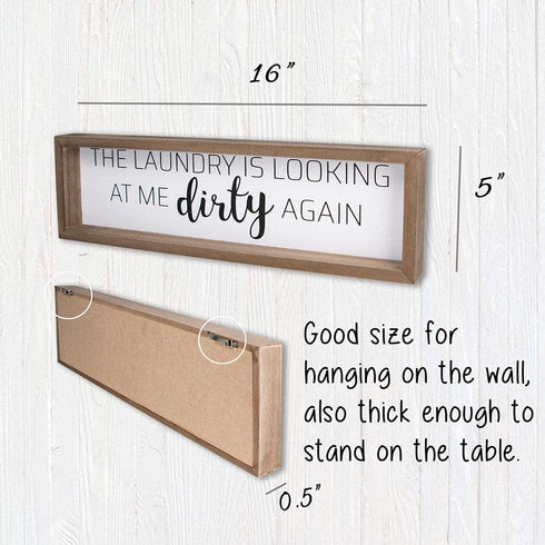VILIGHT Funny Laundry Room signs - Farmhouse Laundry Accessories - Home Laundry Wall Decor - Dirty Again - 16x5 Inches