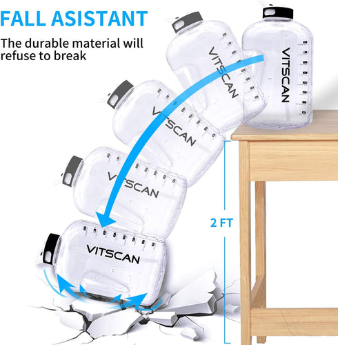 2.2L Half Gallon Water Bottle with Straw and Handle, 75 OZ Water Bottles BPA Free Leakproof Lids Motivational Time Marker Ounce Line Fitness Sports Water Bottle for Home Office Gym Reusable Water Jug