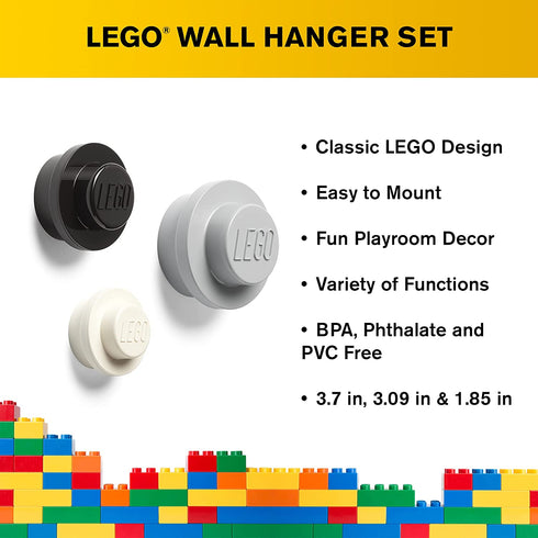 Room Copenhagen 40161733 Lego Wall Hanger Set, Black/Grey/White