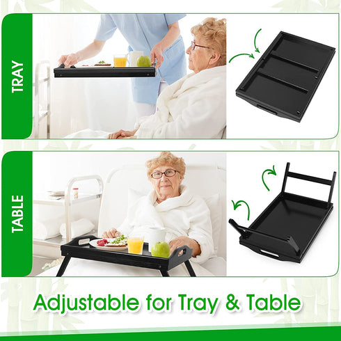 Bed Tray Table Folding Legs with Handles Breakfast Food Tray for Sofa,Bed,Eating,Drawing,Platters Serving Lap Desk Snack Tray(Black Small)