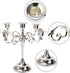 YOUEON 5 Arm Candelabra, Silver Candle Holder, 10.4 Inch 5 Tall Candelabra Candelabra Candle Holder for 1 Inch Diameter Pillar Candles, Candelabra Decoration, Wedding, Dinner Party, Home Decoration