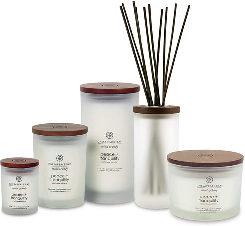 Chesapeake Bay Candle Scented Candle, Peace + Tranquility (Cashmere Jasmine), Medium Jar