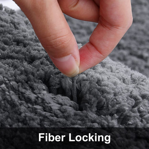 Buganda Microfiber Bathroom Contour Rug (20x24, Grey) Shaggy Soft and Absorbent , Non Slip, Thick Plush, Machine Washable U Shape Toilet Rug for Bathroom