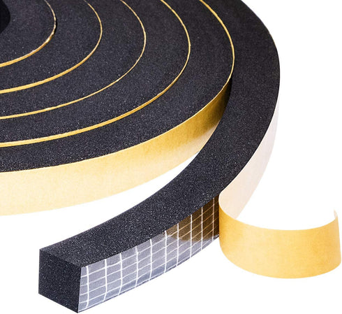 yotache Self Adhesive Foam Gasket Tape 2 Rolls 1/2" W X 1/2" T for Doors Soundproofing Weather Seal Strip Insulation, 13 Ft Length (2 X 6.5 Ft Each)