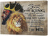 African American Wall Art Lion and King Canvas Wall Decor Black Man Poster Motivational and Inspirational Quotes Home Decor Afro Black King Framed Artwork for Bedroom King Wall Decor for Men 16"x12"
