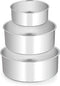 Deep Cake Pan Set of 3 (6 inch/8 inch/9½ inch), E-far Stainless Steel Round Layer Cake Baking Pans, Metal Tier Cake Tins for Wedding Birthday, Leak Proof & Straight Side, Non-toxic & Dishwasher Safe