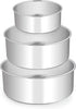 Deep Cake Pan Set of 3 (6 inch/8 inch/9½ inch), E-far Stainless Steel Round Layer Cake Baking Pans, Metal Tier Cake Tins for Wedding Birthday, Leak Proof & Straight Side, Non-toxic & Dishwasher Safe