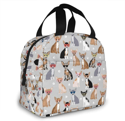 antspuent Chihuahua Dog Lunch Bag for Women Girls Kids Insulated Picnic Pouch Thermal Cooler Tote Bento Large Meal Prep Cute Bag Big Leakproof Soft Bags for Lunch Box, Camping, Travel, Fishing