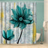 Zlove Blue Flower Shower Curtain Gold and Grey Artwork Waterproof Polyester Fabric Bath Curtain for Bathroom Decor with 12 Pack Plastic Hooks 72x72inch