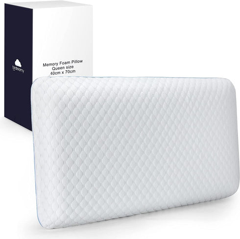 bedreamy Memory Foam Pillow, Soothing and Cooling Mattress Topper Ventilated Design Soft Flocking Pillow (King) (Queen)
