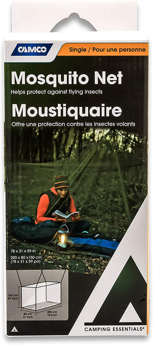 Camco Outdoor Campsite Mosquito Net Protection with Storage Bag- Fine Mesh Structure Keeps Bugs Out, Green Camo Color Blends with Environment - (51366)