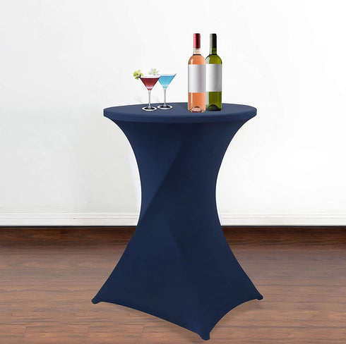 Obstal Navy Blue Cocktail Table Covers Stretch Spandex Cocktail Table Cover Cloth for Wedding (30"-32" Diameter x 42" Height,1Pc)
