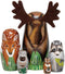 Bits and Pieces - "Woody and Friends American Woodland Creatures Nesting Dolls - Hand Painted Wooden Nesting Dolls Matryoshka Animal Figurines - Set of 5 Dolls from 5.5" Tall