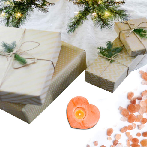 himalayan glow 3051 Shape Natural Pink Heart Style Tealight, 100% Pure Crystal Salt Candle Holder | Night Light & Decorative Light, Perfect Valentine's Day Gift, 3 Inches, Orange
