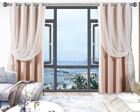 1 Inch Adjustable Curtain Rod Set-Silver Curtain Rods for Windows 34 to 68"- Sturdy Single Drapery Rod for Sliding Door, Bedroom, Kitchen,Living Room (With 2 Brackets)