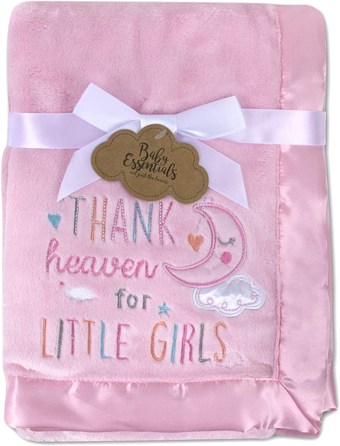 Baby Essentials 30x40 Fleece Baby Blanket with Satin Trim for Boys, Girls, and Unknown Gender Baby (Pink)