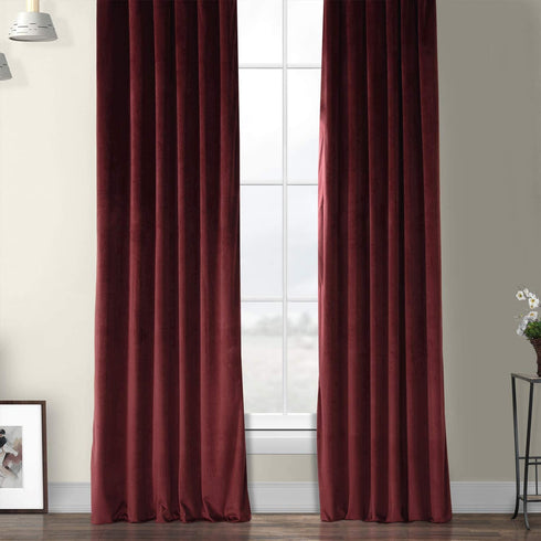 HPD Half Price Drapes VPYC Heritage Plush Velvet Curtain (1 Panel), 50 X 108, Dark Merlot