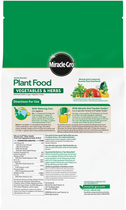 Miracle-Gro Water Soluble Plant Food Vegetables & Herbs 2 lb
