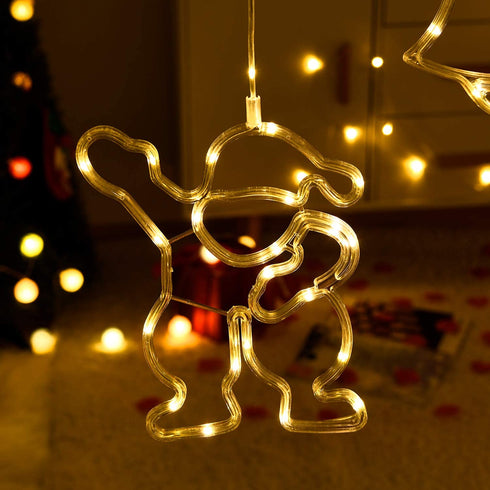 Icicle String Fairy Light - Bells Santa Claus Fairy Curtain Lights - Window Plug-in Curtain Lamp with Remote Control for Bedroom Patio, Wall, Christmas Decor, Wedding, Party, Indoor and Outdoor