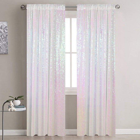 Sequin Curtains 2 Panels Iridescent White 2Ftx7Ft Sequin Backdrop Curtain 84In Lenght Glitter Wedding Backdrop Party Backdrop Curtain Payette Sequin Curtain Photo Backdrop for Christmas Decorations