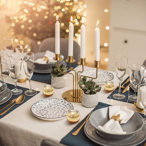 LAMORGIFT Votive Candle Holders 12pcs - Gold Birthday Party Decorations for Women - Engagement Party Decorations & Wedding Table Centerpieces Also as Mini Glass Flower Vases