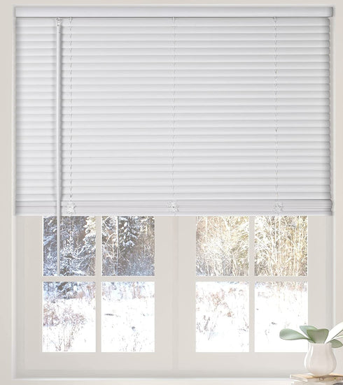 Calyx Interiors 1 Cordless Vinyl Mini Blinds, White, 22.5" W x 48" H (04MV2224480)