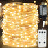 TURNMEON 300 LED 99 Ft Christmas Copper Wire Fairy LED String Lights with Timer 8 Modes Remote Plug in Christmas Lights Decoration for Indoor Outdoor Home Bedroom Xmas Tree Party Decor, Warm White