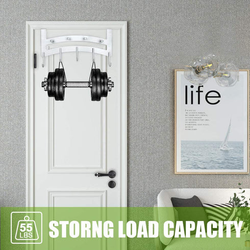 ACMETOP Over The Door Hook Hanger, Heavy-Duty 9 Hook Organizer Rack for Coat, Towel, Bag, Robe, Aluminum, Brush Finish(Silver)