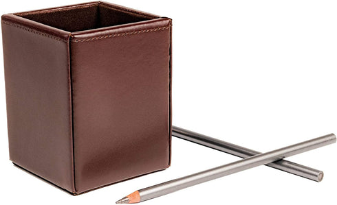 Dacasso Dark Brown Bonded Leather Pencil Cup