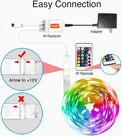 DAYBETTER Smart WiFi Led Lights 50ft, Tuya App Controlled Led Strip Lights, Work with Alexa and Google Assistant, Timer Schedule Led Lights Strip, Color Changing Led Lights for Bedroom Party Kitchen