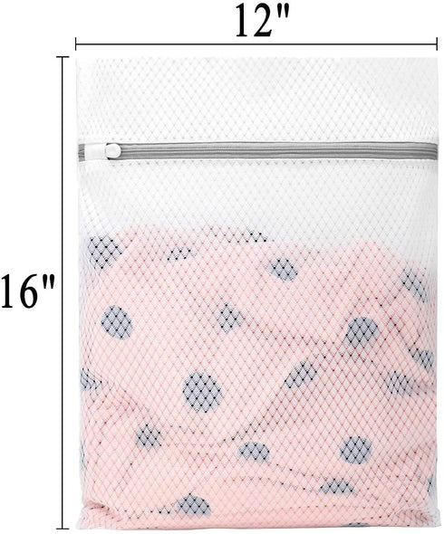 3Pcs Durable Diamond Mesh Laundry Bags for Delicates 12 x 16 Inches (3 Medium)