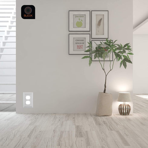 Pack of 4 Wall Plate Outlet Switch Covers by SleekLighting | Classic White Architecture Wall plates| Variety of Styles: Decorator/Duplex/Toggle/Blank/& Combo | Size: 1 Gang Duplex Receptacle