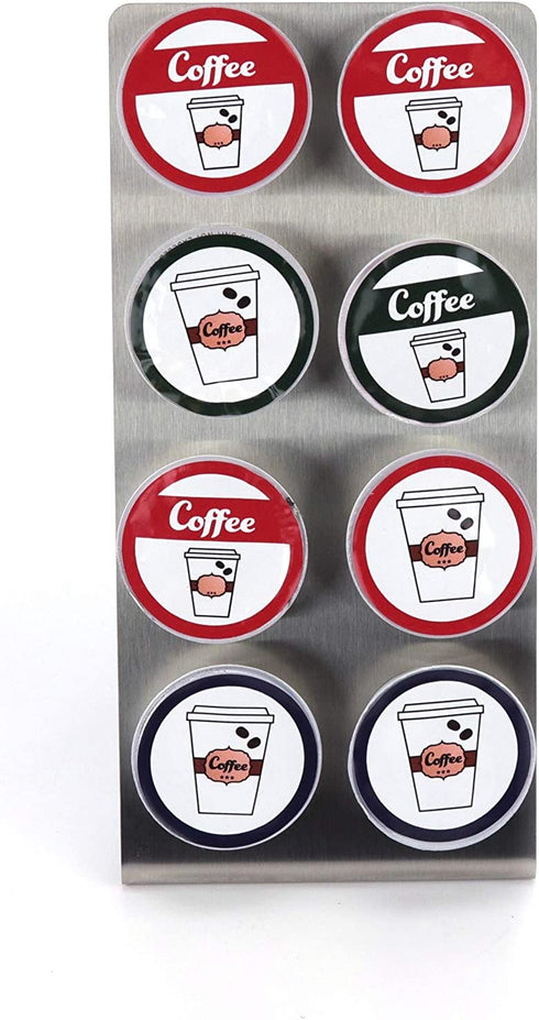 Polar Whale Brushed Stainless Steel Coffee Pod Organizer Vertical Stand Storage Tray Holder Counter Compatible with Keurig K-Cup KCup for Kitchen Home Office Waterproof Holds 8