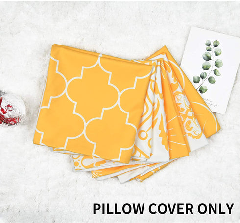 6 Pack Yellow Throw Pillow Covers Modern Decorative Throw Pillow Case Yellow Cushion Case for Room Bedroom Room Sofa Chair Car, Yellow and White, 18 x 18 Inch