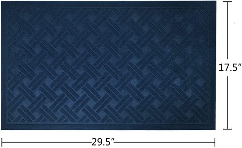 E-view Non-Slip Entrance Doormats - Washable Front Back Door Mat with Rubber Back, Waterproof Low-Profile Indoor Outdoor Welcome Rug (Blue)