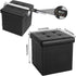 B FSOBEIIALEO Folding Storage Ottoman Footrest Stool Faux Leather Seat Chest Black 12.6"X12.6"X12.6"