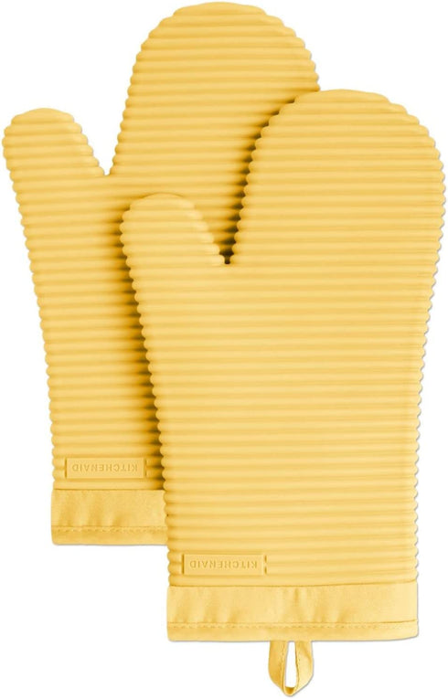 KitchenAid Ribbed Soft Silicone Oven Mitt Set, Orange Sorbet 2 Count