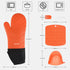 Oven Mitts and Pot Holders Sets,Yihoume 500„‰ Heat Resistant Extra Long Professional Silicone Oven Mittens with Mini Oven Gloves and Basting Brush,for Cooking,Baking,BBQ (Orange)
