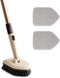 Eyliden Tub Scrubber with Long Handle, Tub and Tile Scrubber Brush - 2 Scouring Pads, 1 Brush Head - No Scratch Scrubber Brushes for Bathroom Kitchen Toilet Wall Tub Tile Sink Cleaning