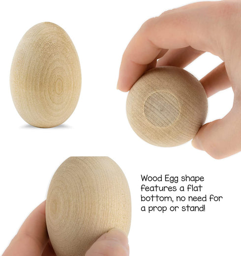 Hygloss Products Wooden Eggs - Unpainted Natural Wood Eggs Great For Easter Crafts - 1-3/4 x 2-1/2 Inches, 12 Pack