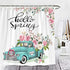 Wencal Hello Spring Truck Floral Shower Curtain Load of Flowers Bathroom Decor with Hooks 72 x 72 Inches