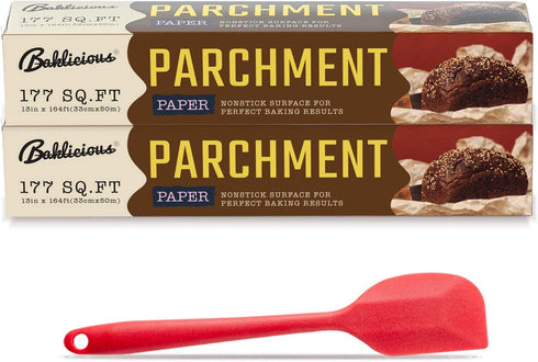 BAKLICIOUS 2 Rolls Unbleached Parchment Paper Roll, 13 In X 164 Ft Non-stick Baking Parchment Paper For Baking, Food Grade Cooking Papers For Baking Bread, Cookies, Heat Press, Pans, Oven, Air Fry
