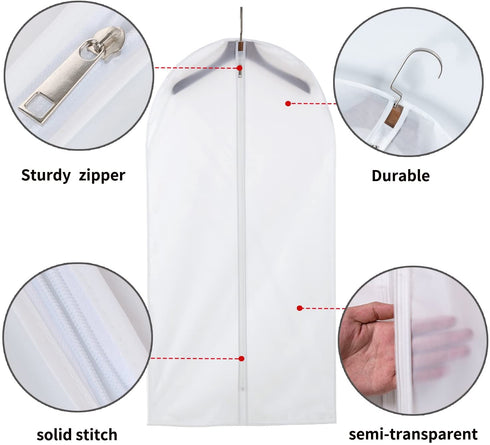 Allhom garment bags for dresses - set of 4 pcs 60 inch hanging clothing storage bags and cedar balls, for long dress, long gowns, and dance costumes