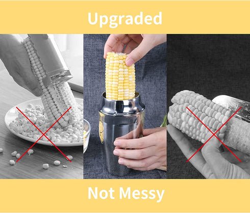 Newness Corn Stripper Peeler, Corn Cutter with Cup, 304 Stainless Steel Cob Corn Thresher Stripping Tool, Corn Cutter Off Cob Kernel Remover Slicer with Serrated Sharp Blade for Home & Kitchen